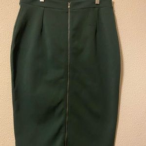 Green Pencil Skirt All Business back exposed zipper size 12